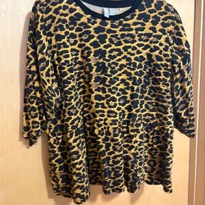 ASOS Leopard Print Peplum Tunic - Black & Gold